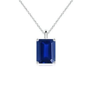 9x7mm AAAA Solitaire Emerald-Cut Blue Sapphire Classic Pendant in P950 Platinum