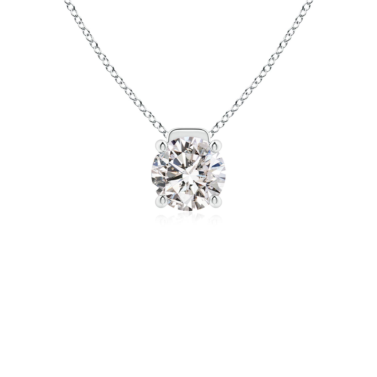 6.4mm IJI1I2 Solitaire Round Diamond Floating Pendant in White Gold
