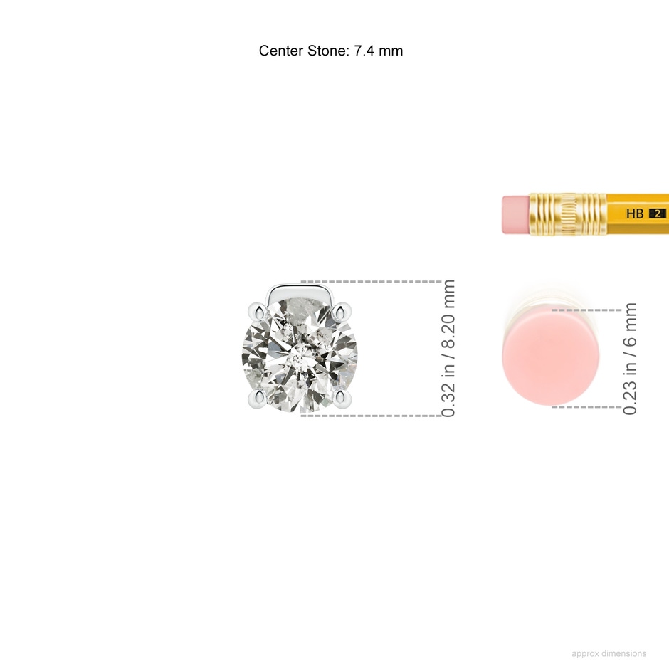 7.4mm KI3 Solitaire Round Diamond Floating Pendant in White Gold ruler