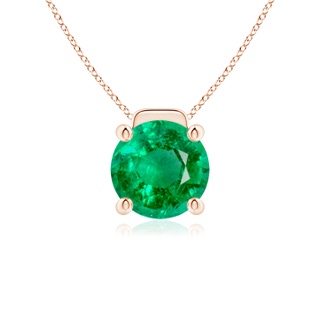 10mm AAA Solitaire Round Emerald Floating Pendant in Rose Gold