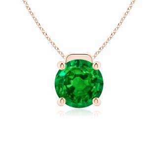 10mm AAAA Solitaire Round Emerald Floating Pendant in Rose Gold