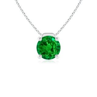 8mm AAAA Solitaire Round Emerald Floating Pendant in P950 Platinum