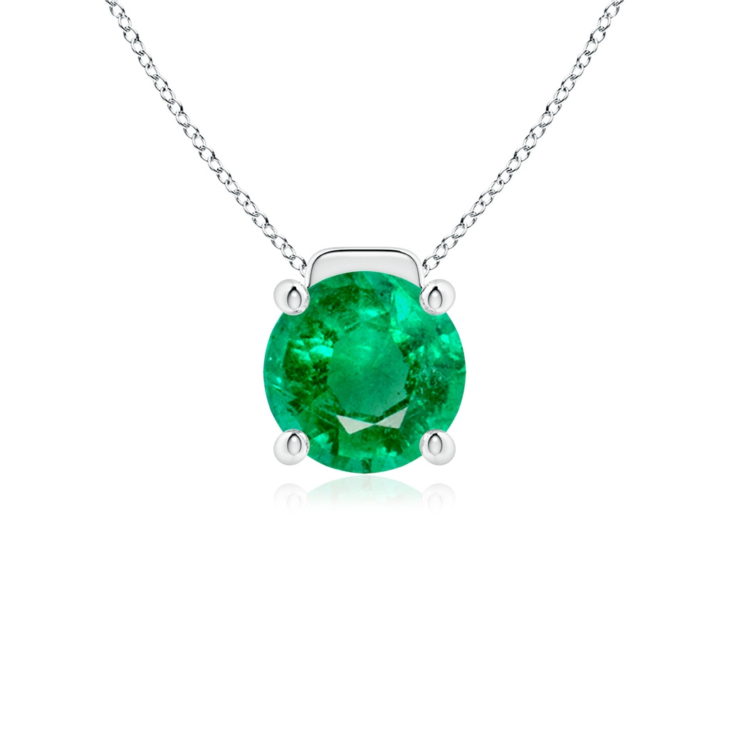 9mm AAA Solitaire Round Emerald Floating Pendant in White Gold