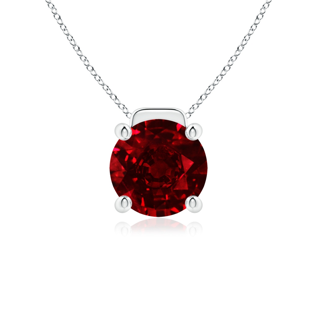 10mm AAAA Solitaire Round Ruby Floating Pendant in P950 Platinum