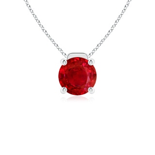 8mm AAA Solitaire Round Ruby Floating Pendant in P950 Platinum