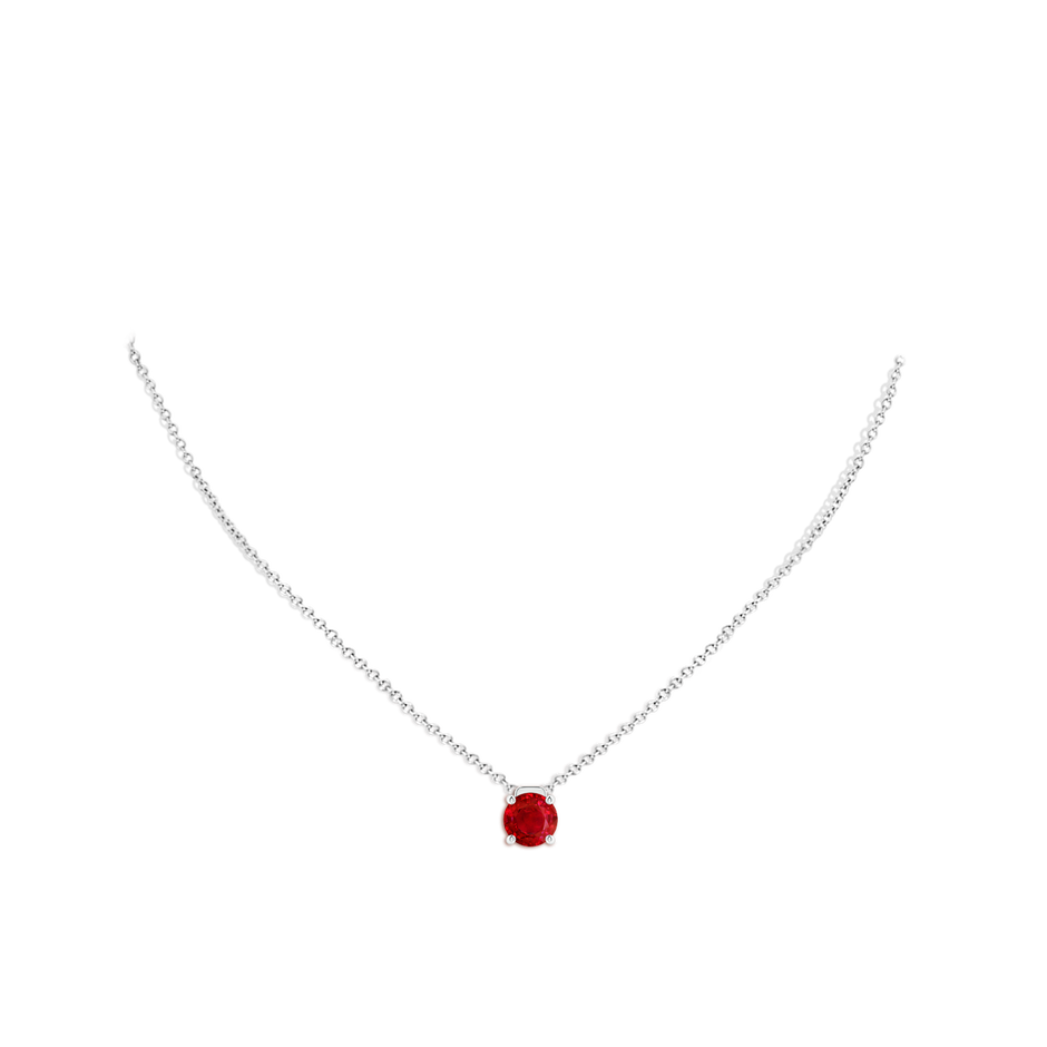 8mm AAA Solitaire Round Ruby Floating Pendant in White Gold pen