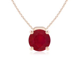 9mm AA Solitaire Round Ruby Floating Pendant in Rose Gold