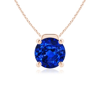 10mm AAAA Solitaire Round Blue Sapphire Floating Pendant in Rose Gold