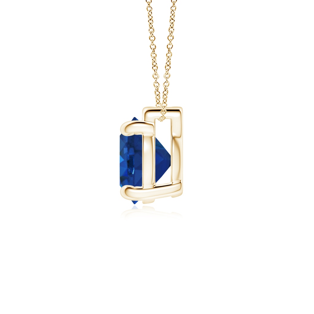 9mm AAA Solitaire Round Blue Sapphire Floating Pendant in Yellow Gold Side 199
