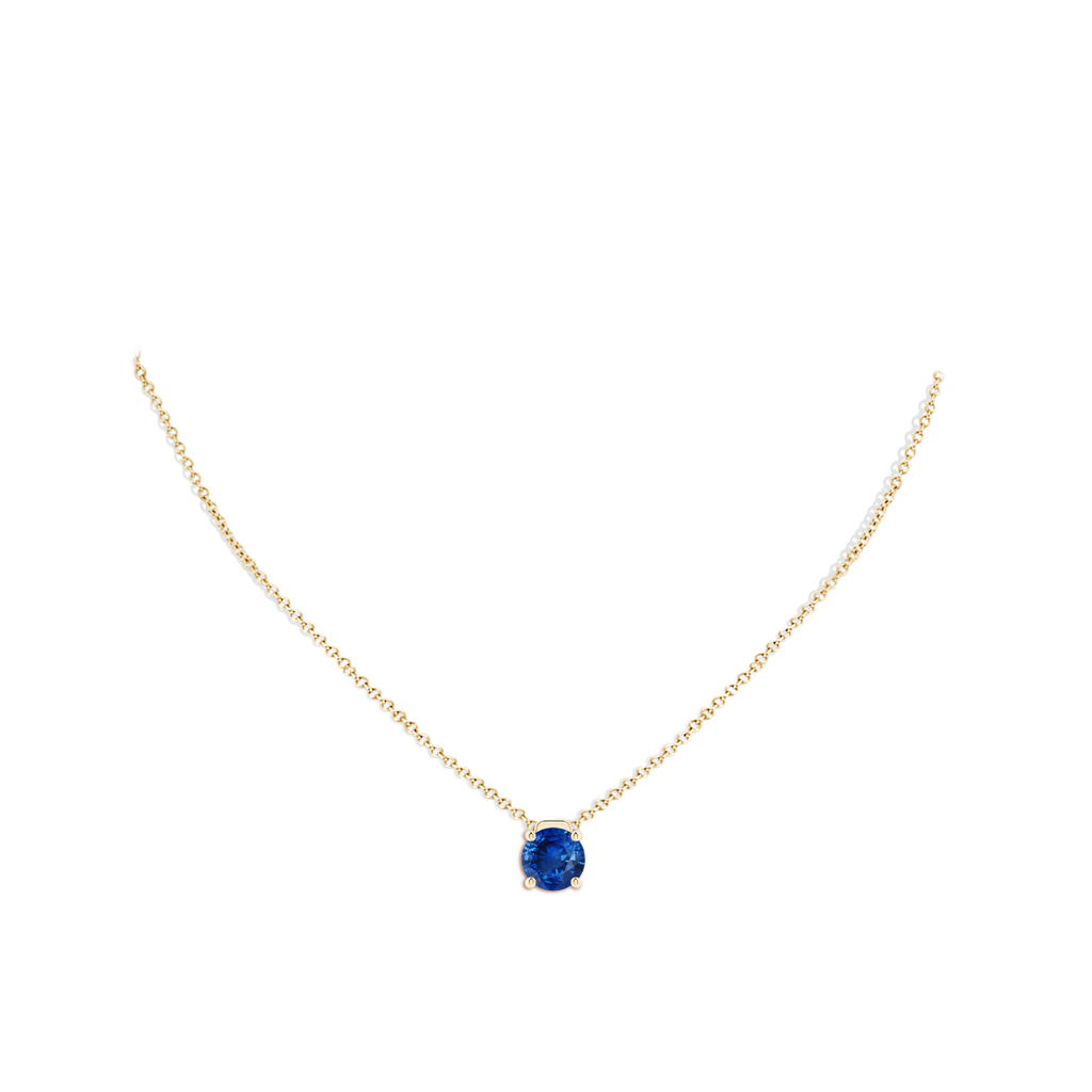9mm AAA Solitaire Round Blue Sapphire Floating Pendant in Yellow Gold pen