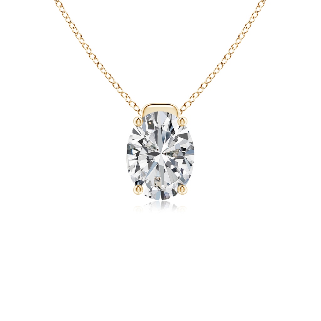 8.5x6.5mm HSI2 Solitaire Oval Diamond Floating Pendant in Yellow Gold