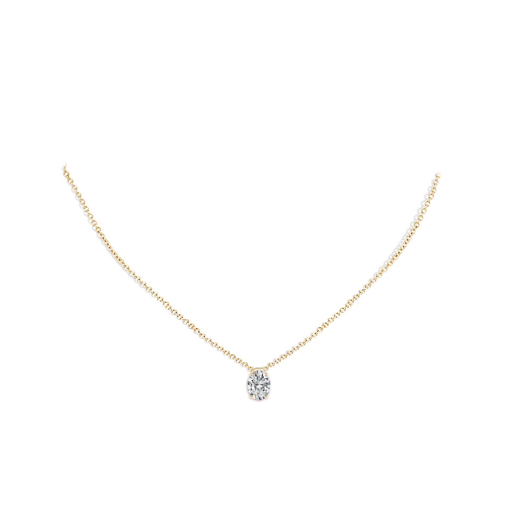 8.5x6.5mm HSI2 Solitaire Oval Diamond Floating Pendant in Yellow Gold pen