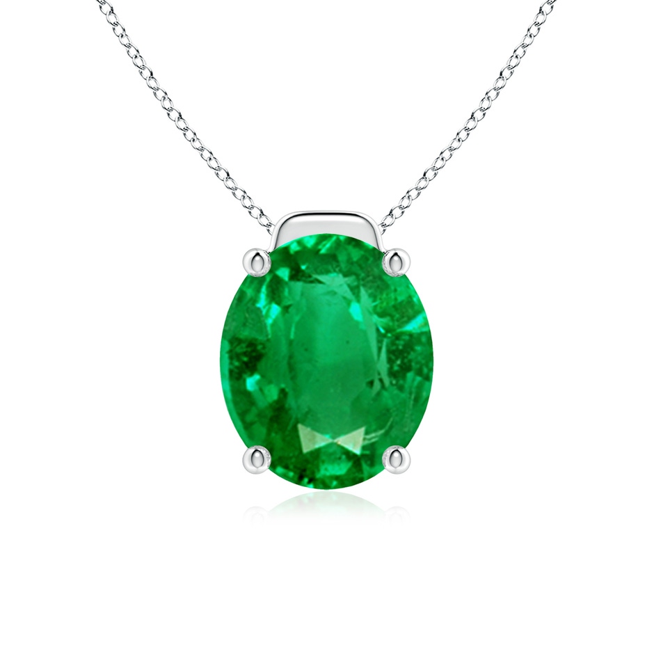 12x10mm AAA Solitaire Oval Emerald Floating Pendant in White Gold 