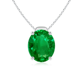 12x10mm AAAA Solitaire Oval Emerald Floating Pendant in P950 Platinum