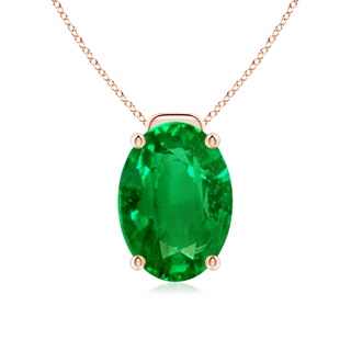 14x10mm AAAA Solitaire Oval Emerald Floating Pendant in 10K Rose Gold