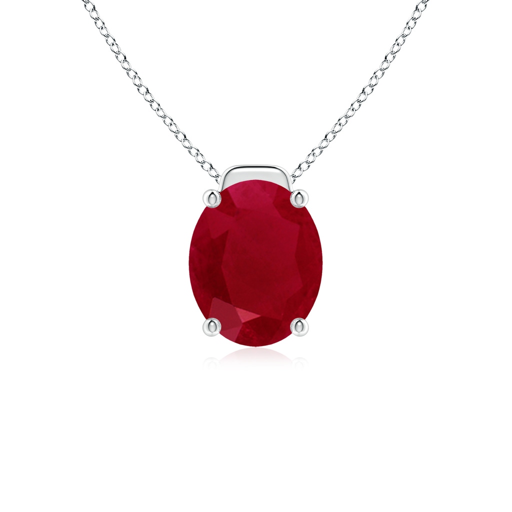 10x8mm AA Solitaire Oval Ruby Floating Pendant in White Gold