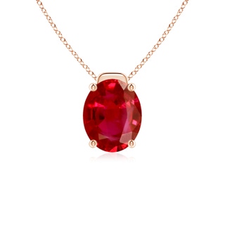10x8mm AAA Solitaire Oval Ruby Floating Pendant in Rose Gold
