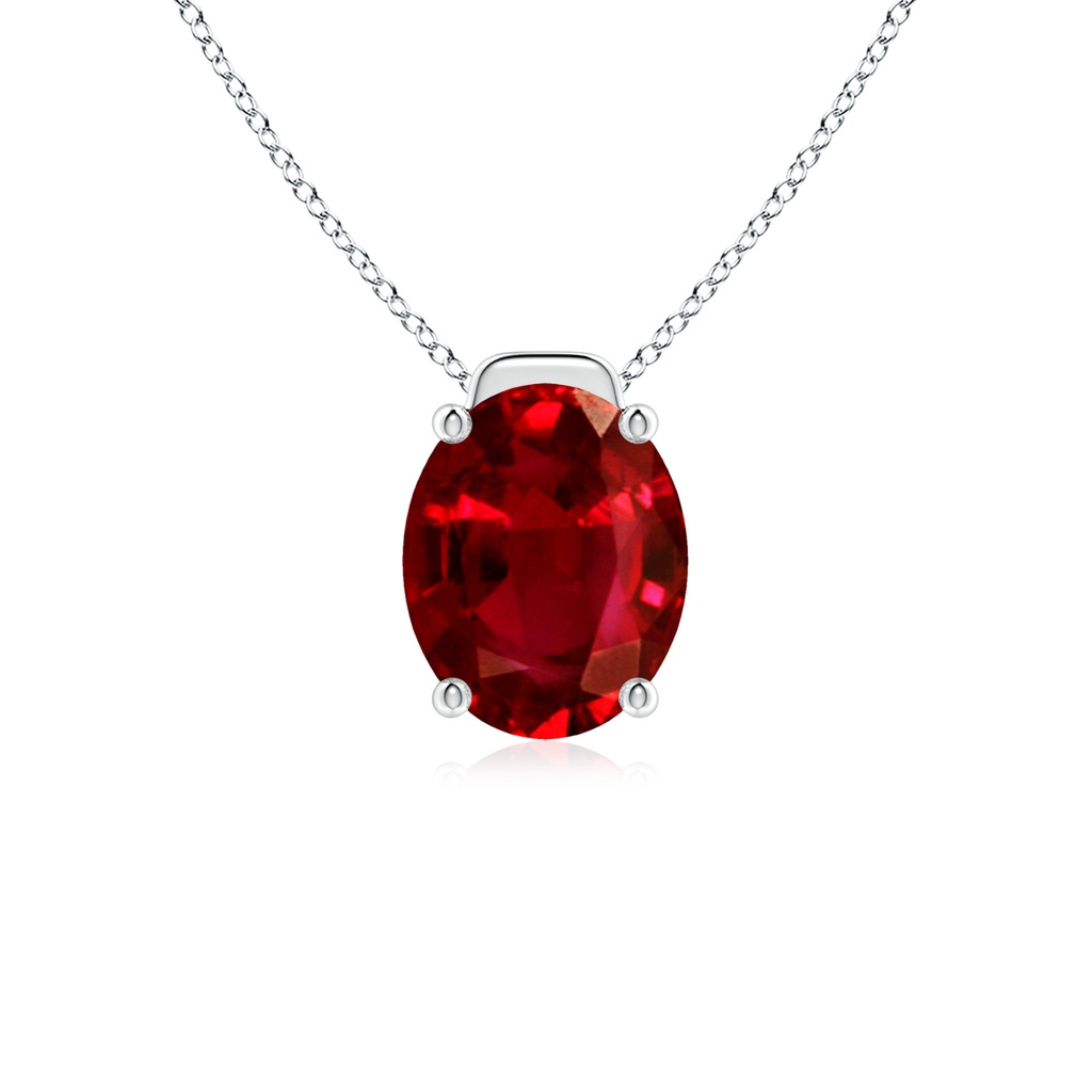 10x8mm AAAA Solitaire Oval Ruby Floating Pendant in P950 Platinum