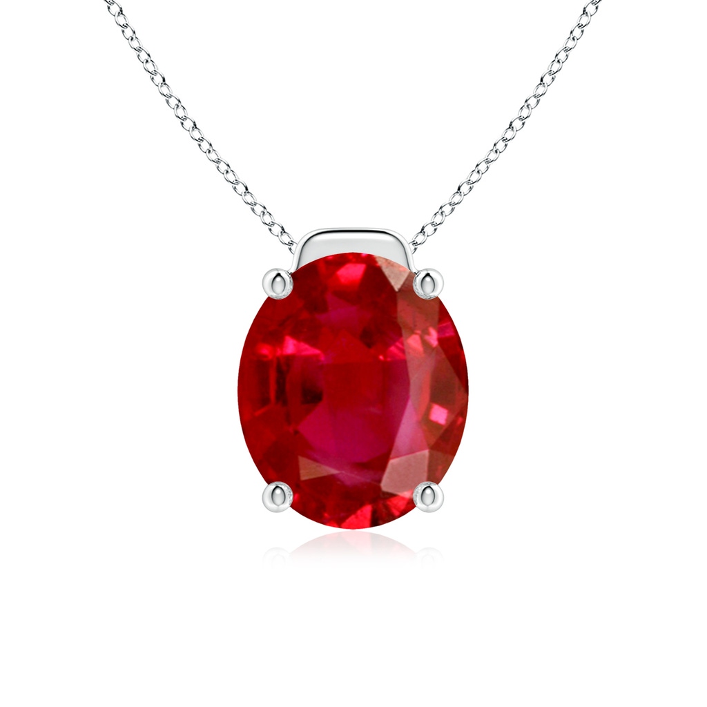 12x10mm AAA Solitaire Oval Ruby Floating Pendant in White Gold