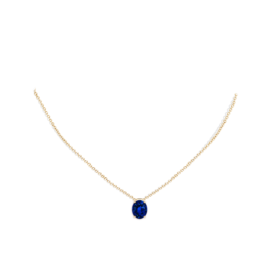 10x8mm Lab-Grown Solitaire Oval Blue Sapphire Floating Pendant in Yellow Gold pen