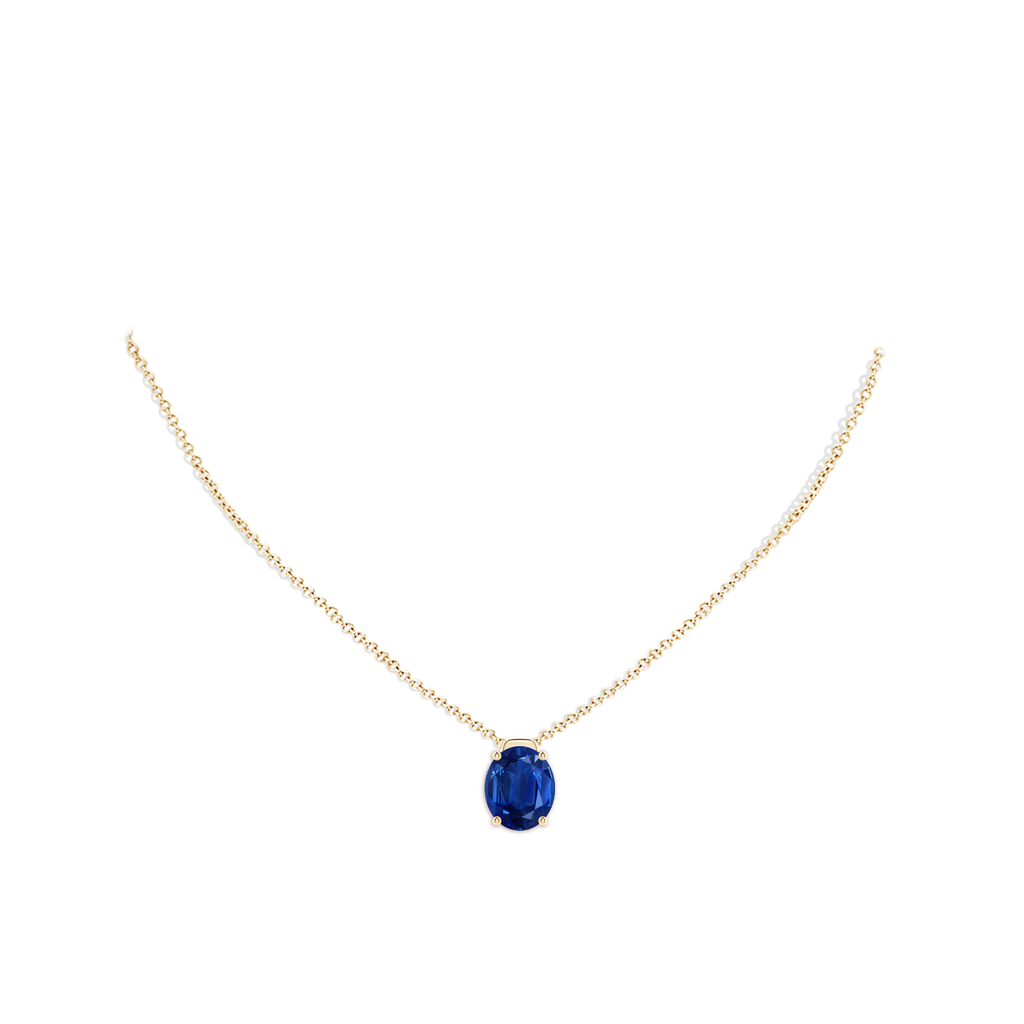 12x10mm AAA Solitaire Oval Blue Sapphire Floating Pendant in Yellow Gold pen