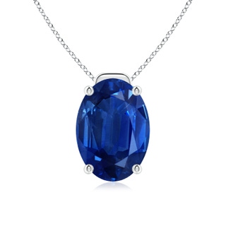 14x10mm AAA Solitaire Oval Blue Sapphire Floating Pendant in P950 Platinum