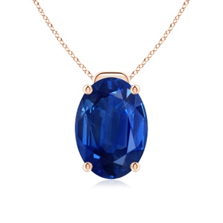 14x10mm AAA Solitaire Oval Blue Sapphire Floating Pendant in Rose Gold