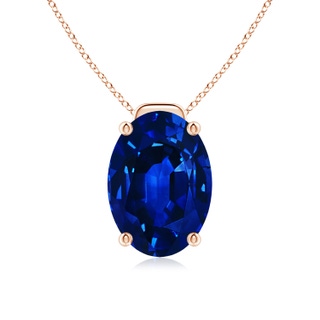 14x10mm AAAA Solitaire Oval Blue Sapphire Floating Pendant in Rose Gold