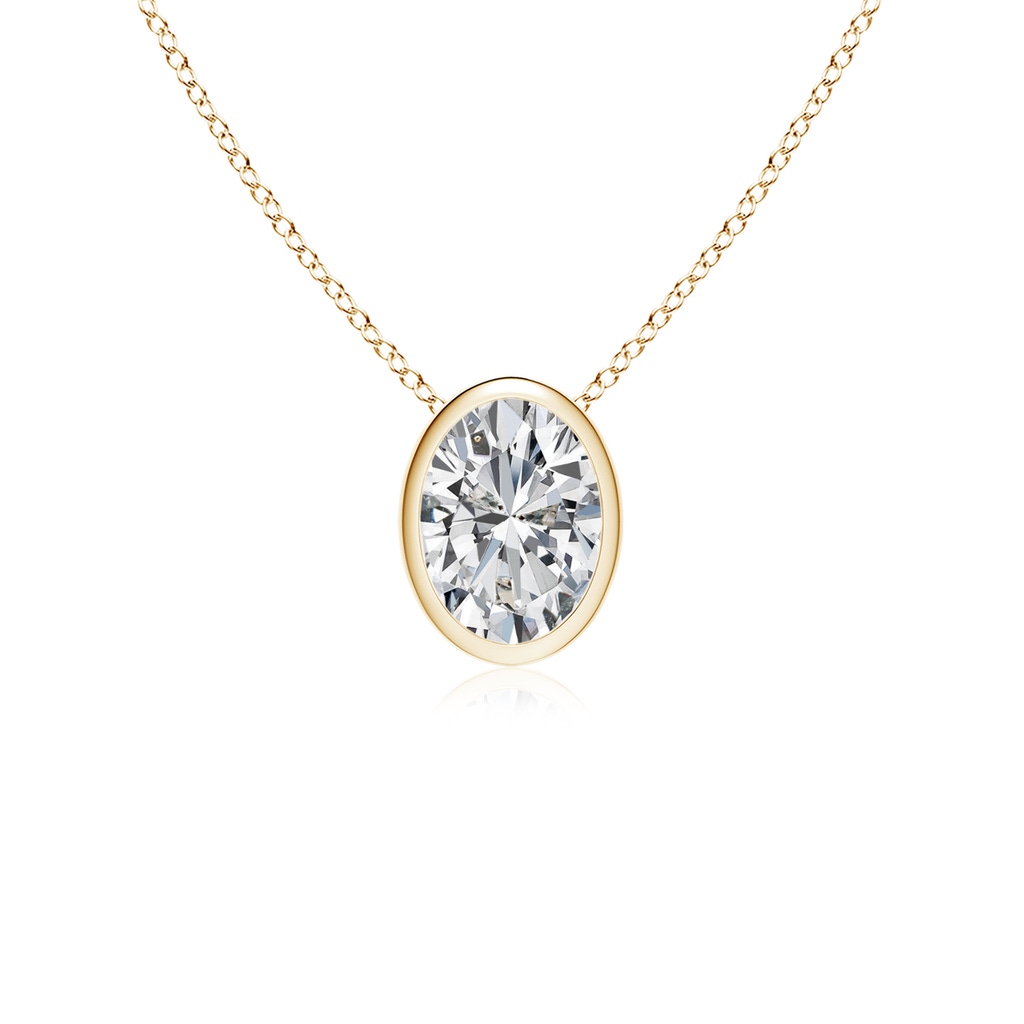 7.7x5.7mm HSI2 Bezel-Set Oval Diamond Solitaire Pendant in Yellow Gold