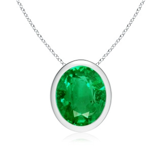 12x10mm AAA Bezel-Set Oval Emerald Solitaire Pendant in P950 Platinum