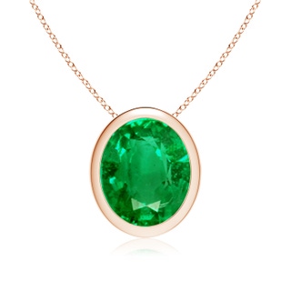 12x10mm AAA Bezel-Set Oval Emerald Solitaire Pendant in Rose Gold