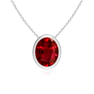 10x8mm AAAA Bezel-Set Oval Ruby Solitaire Pendant in P950 Platinum