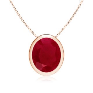 12x10mm AA Bezel-Set Oval Ruby Solitaire Pendant in Rose Gold