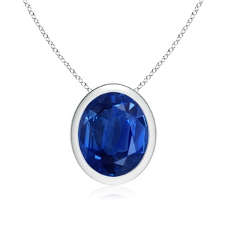 12x10mm AAA Bezel-Set Oval Blue Sapphire Solitaire Pendant in P950 Platinum