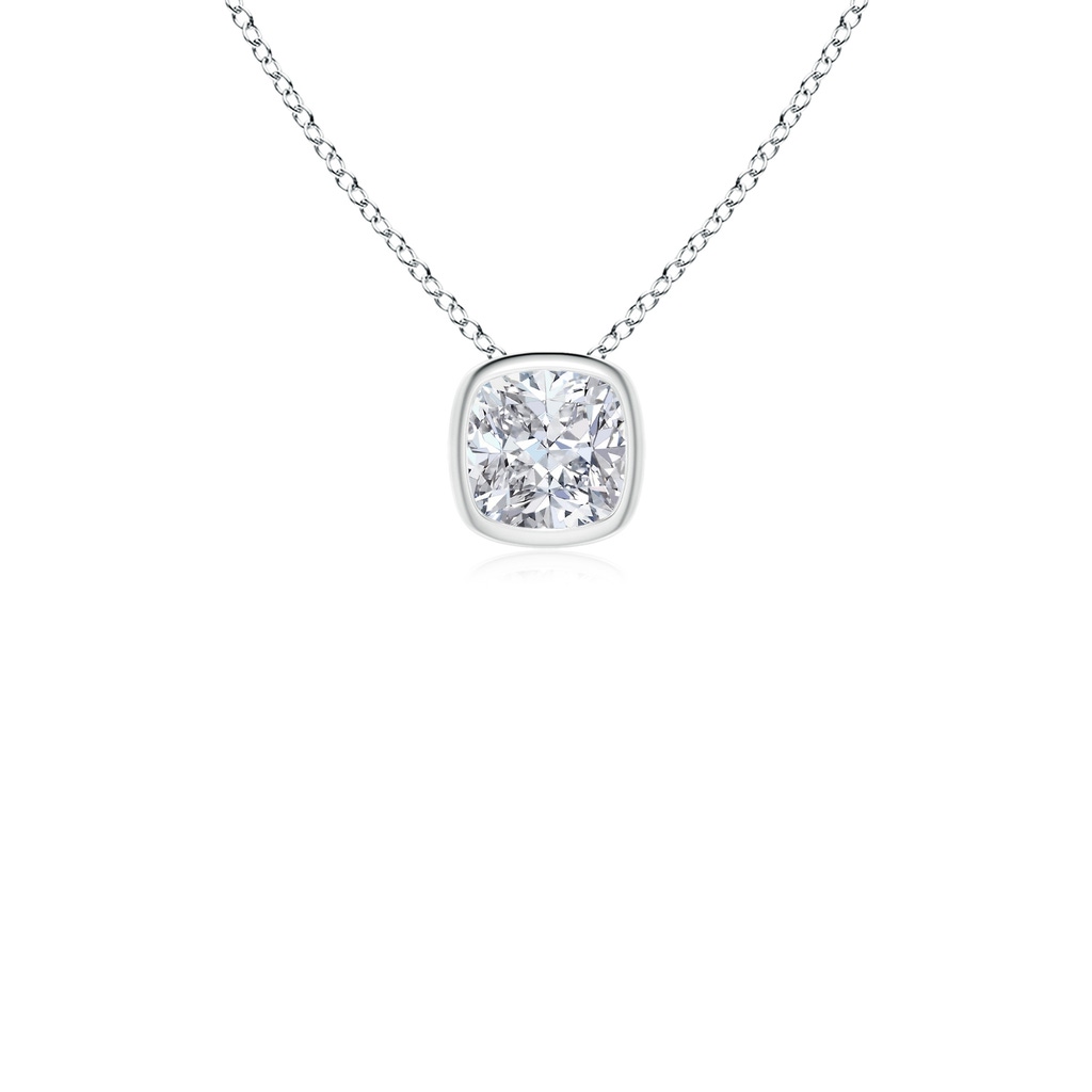 5.25mm HSI2 Bezel-Set Cushion Diamond Solitaire Pendant in White Gold