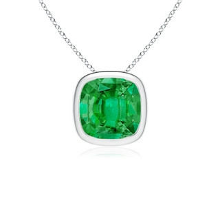 10mm AAA Bezel-Set Cushion Emerald Solitaire Pendant in P950 Platinum