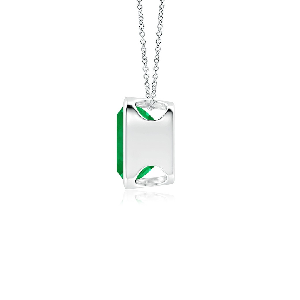 9mm AAA Bezel-Set Cushion Emerald Solitaire Pendant in White Gold Side 199