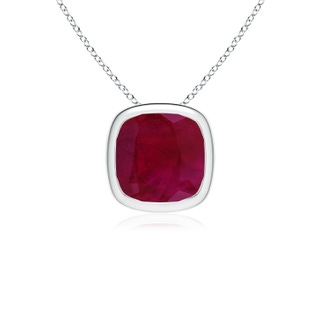 10mm A Bezel-Set Cushion Ruby Solitaire Pendant in P950 Platinum