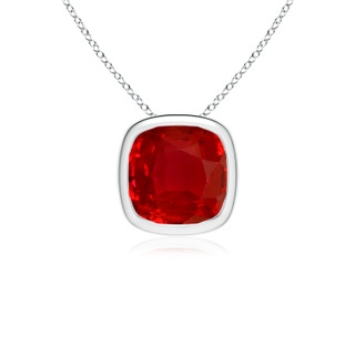 10mm AAA Bezel-Set Cushion Ruby Solitaire Pendant in P950 Platinum