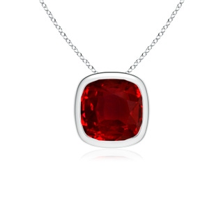 10mm AAAA Bezel-Set Cushion Ruby Solitaire Pendant in P950 Platinum