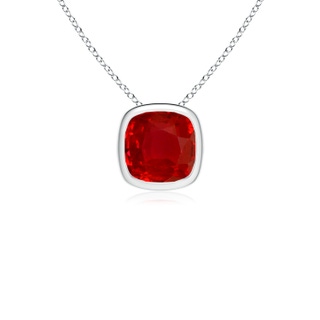 8mm AAA Bezel-Set Cushion Ruby Solitaire Pendant in P950 Platinum