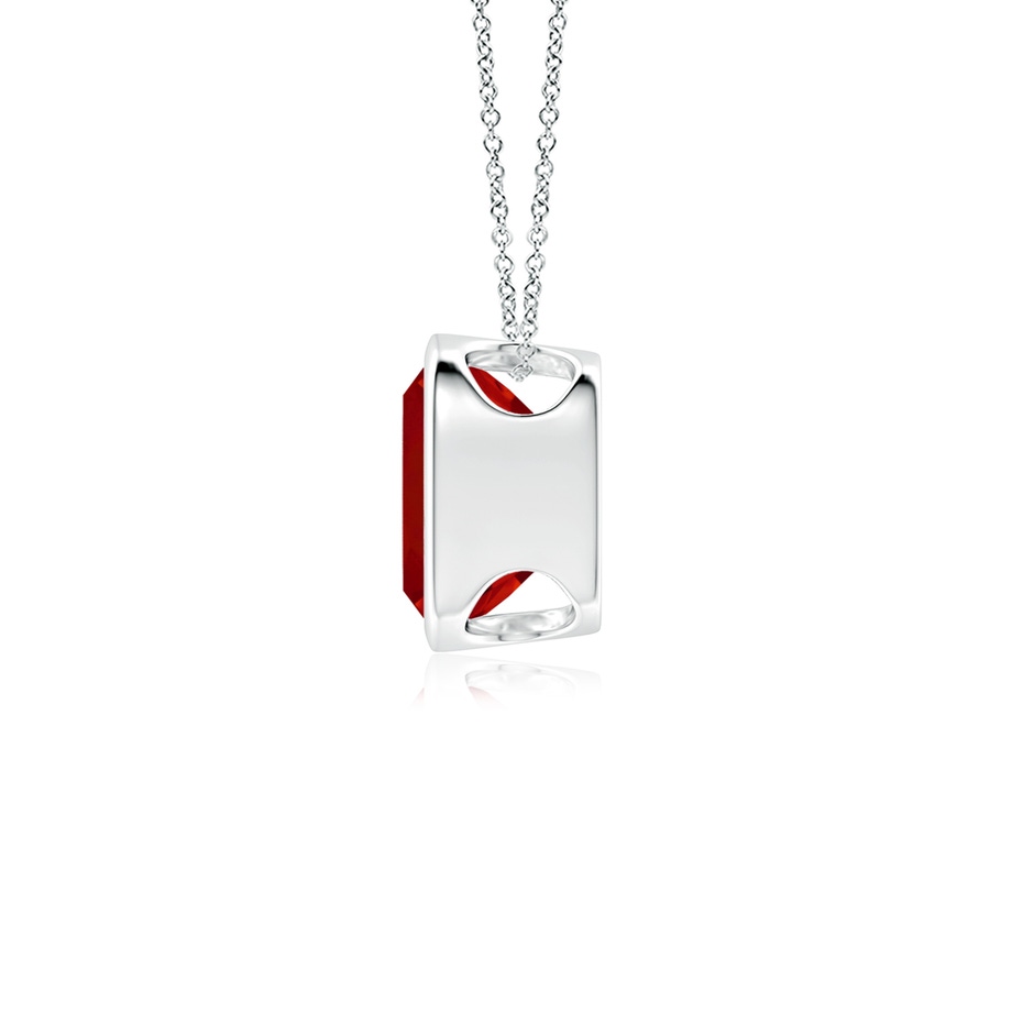 9mm AAA Bezel-Set Cushion Ruby Solitaire Pendant in White Gold side 199