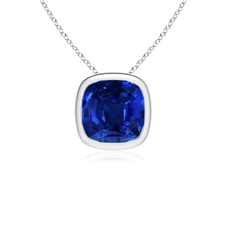 10mm AAAA Bezel-Set Cushion Blue Sapphire Solitaire Pendant in P950 Platinum