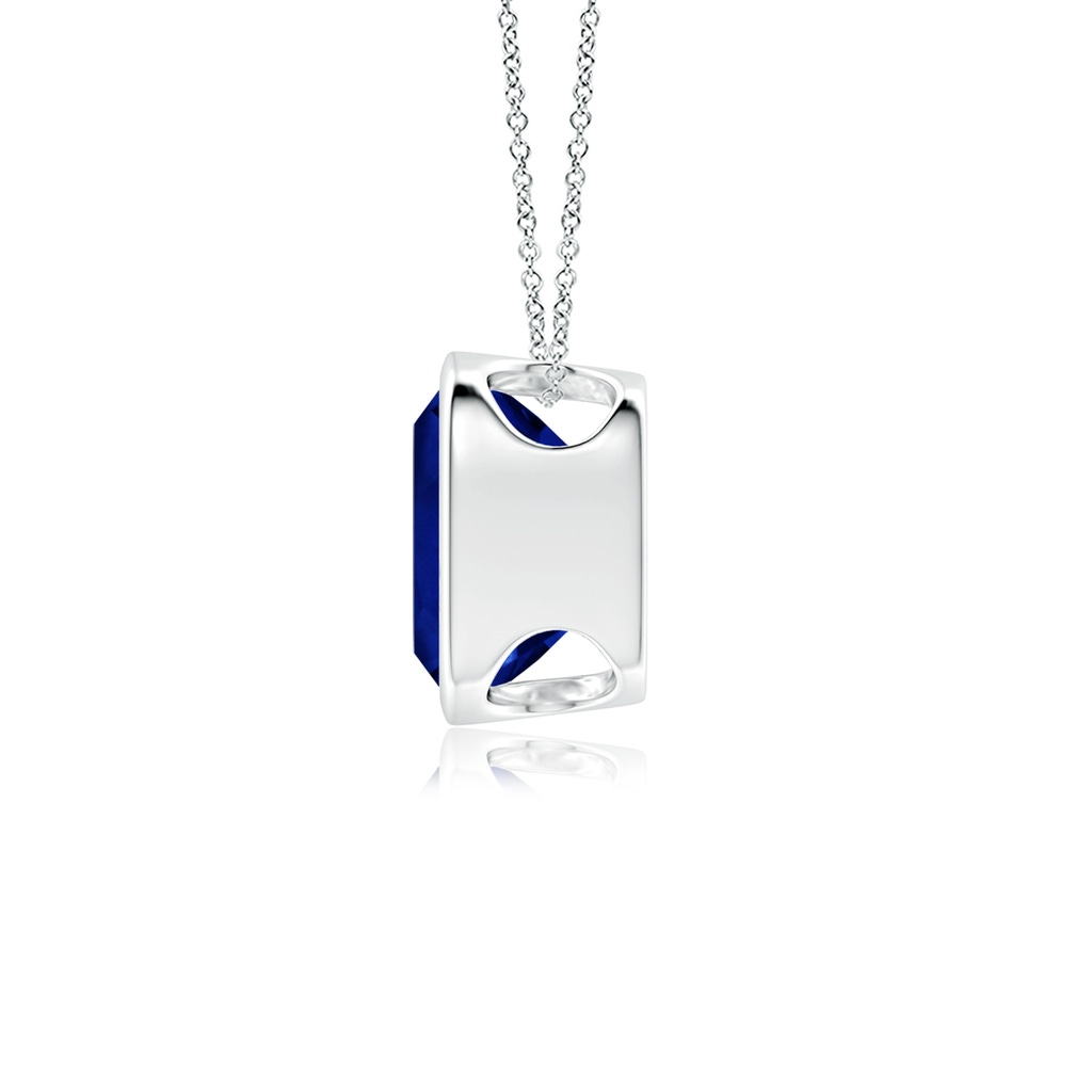 10mm Lab-Grown Bezel-Set Cushion Blue Sapphire Solitaire Pendant in White Gold - side 199