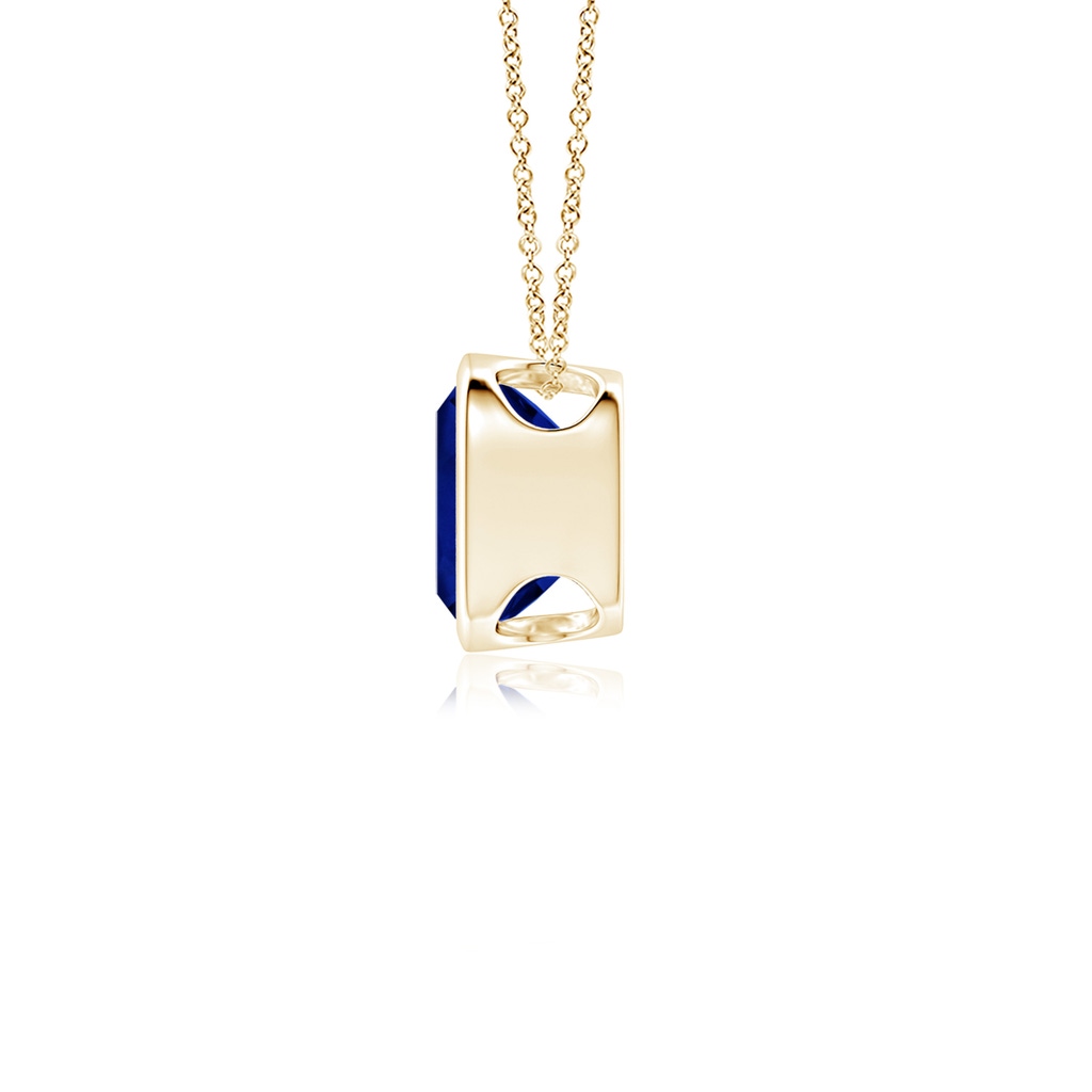 8mm Lab-Grown Bezel-Set Cushion Blue Sapphire Solitaire Pendant in 18K Yellow Gold - side 199