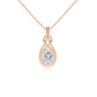 7.3x5.2mm GVS2 Oval Diamond Solitaire Infinity Knot Pendant in Rose Gold