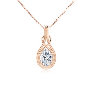 8.5x6.5mm GVS2 Oval Diamond Solitaire Infinity Knot Pendant in 10K Rose Gold