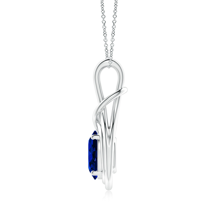 10x8mm Lab-Grown Oval Blue Sapphire Solitaire Infinity Knot Pendant in P950 Platinum side 199