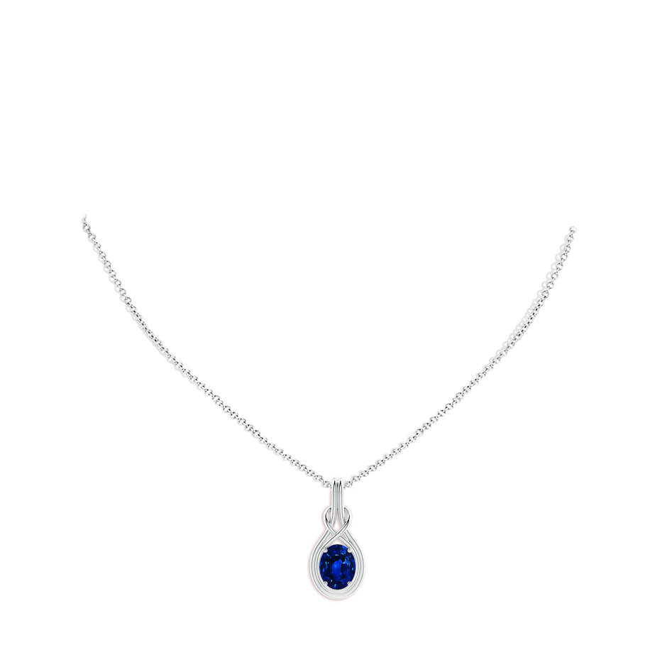 10x8mm Lab-Grown Oval Blue Sapphire Solitaire Infinity Knot Pendant in P950 Platinum pen