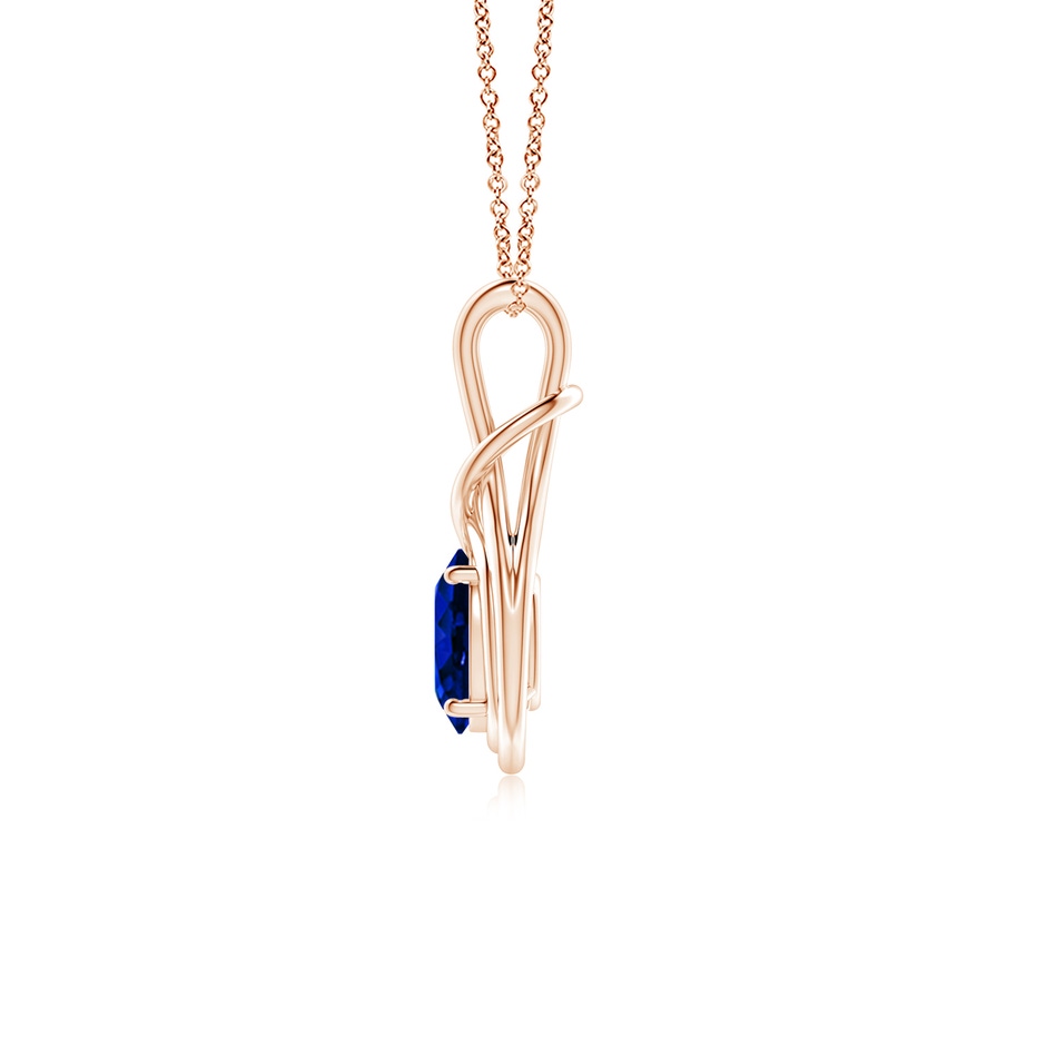 8x6mm Lab-Grown Oval Blue Sapphire Solitaire Infinity Knot Pendant in Rose Gold side 199